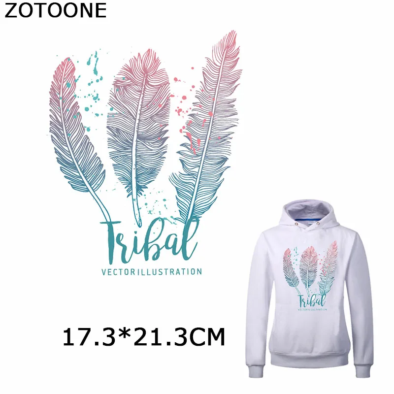 

ZOTOONE Feathers Patches Simple Style Iron on Transfer Patch for Clothes Washable Accessory on Clothing Diy Decorations Applique