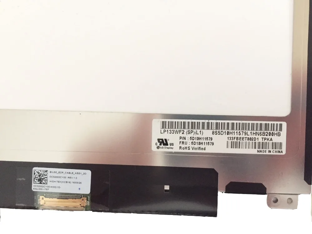 

LP133WF2-SPL1 LP133WF2 (SP)(L1) LCD Screen Matrix for Laptop 13.3" FHD 1920X1080 30Pin Matte LP133WF2 SPL1 P/N FRU 5D10H11579
