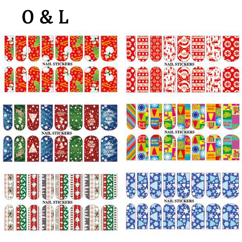 Hot Christmas Theme Water Transfer font b Nail b font Stickers Decals 5pcs Charm DIY font