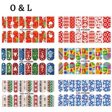 Hot Christmas Theme Water Transfer Nail Stickers Decals 5pcs Charm DIY Nail Beauty Decoration Tools