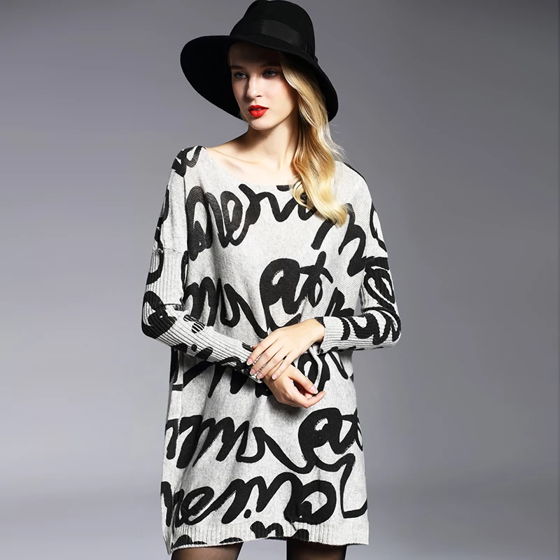 Women's Dress Fashion Autumn Winter Wool Dresses Casual Oversized