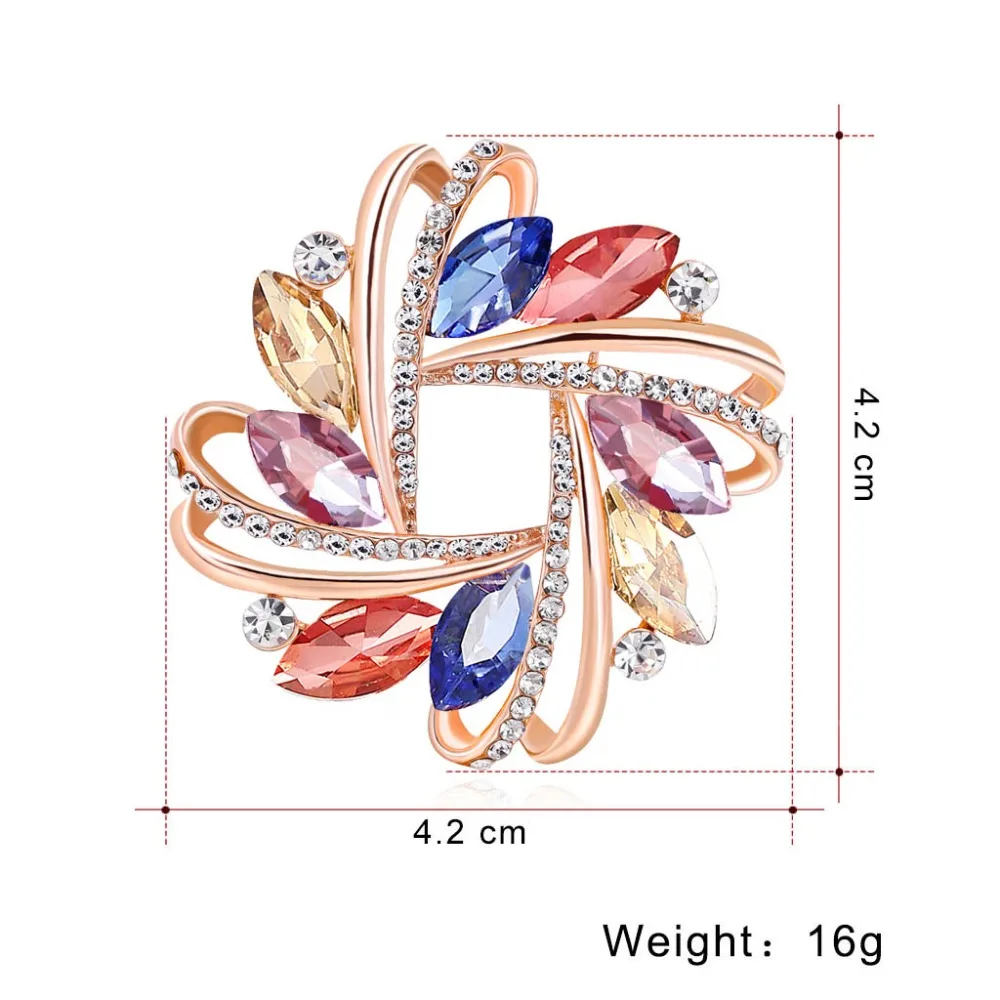 Rinhoo, дизайн, сплав, стразы, броши, изящный Цветок, форма, женский костюм, шарф, пряжка, цветные шляпы, шарф, ювелирные изделия, подарки, булавка