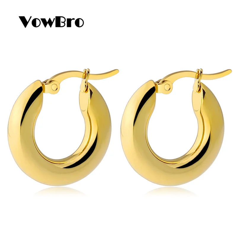 

VowBro Gold color circle creole earrings, Stainless Steel Big Round wives Hoop Earrings gifts for women