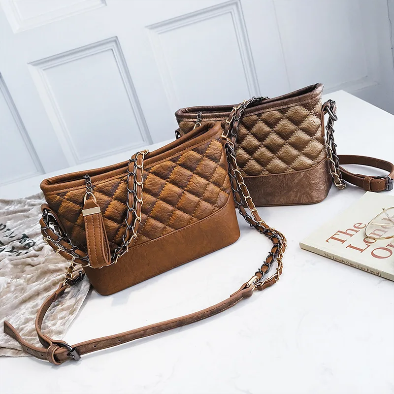 

Quality Female Crossbody Bags Retro Ladies Messenger Handbags PU Leather Square Bag 2019 brand chain shoulder bag for women