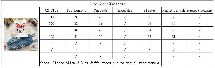 Весенний комплект одежды с Минни для маленьких девочек, детский комбинезон, джинсовые штаны+ блузка, топ с длинными рукавами, комплект одежды для детей