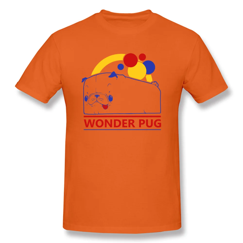Wonder Pug O-Neck T-Shirt Summer Tops Shirts Short Sleeve Cheap Pure Cotton Casual Tops & Tees Summer Men Top Quality Wonder Pug orange