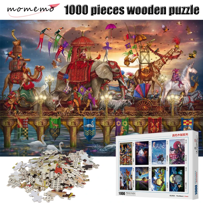 

MOMEMO Circus Troupe Jigsaw Puzzles 1000 for Adults 1000 Pieces Wooden Puzzle Toy Puzzle Games Wooden Puzzles for Children Toys