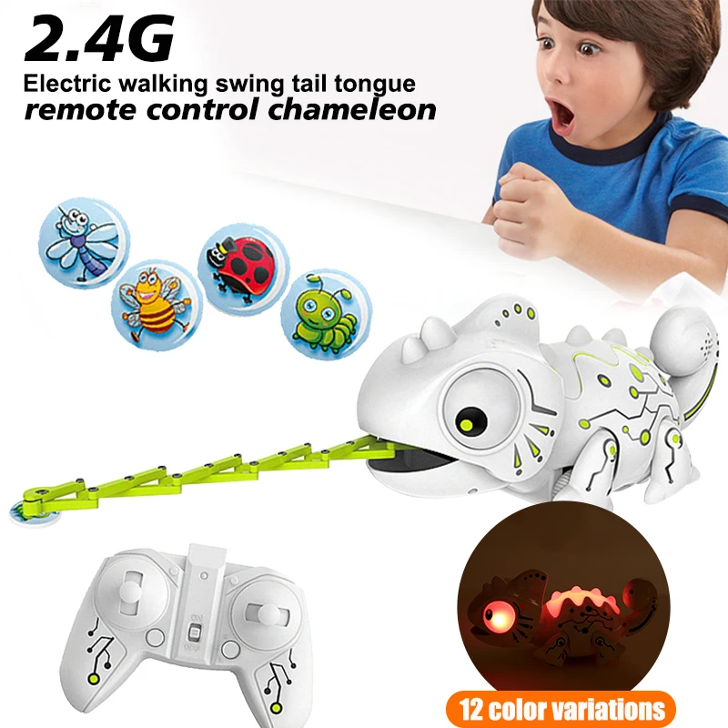 

Remote Control Chameleon Electric Toys Remote Control Lizard Plastic Light Change 2.4G Developmental Children Models Portable