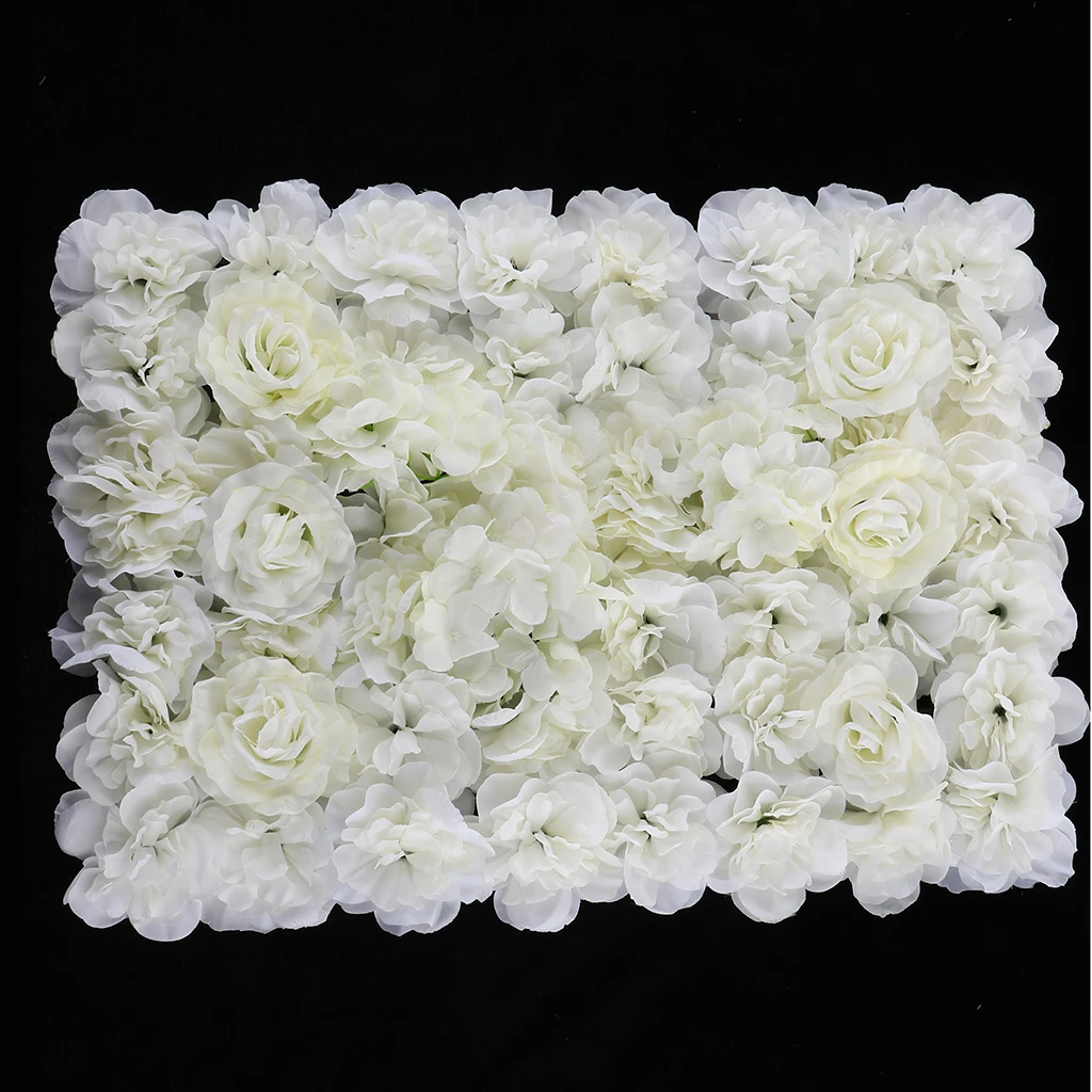 Pack of 20 Artificial Silk Rose Hydrangea Flower Wall Panels Cream 40x60cm