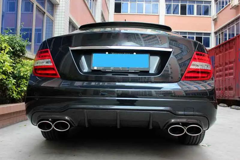 Для Mercedes Benz W204 C63 AMG 4 двери только 09-11 Автомобиль Стайлинг C класса углеродного волокна задний спойлер диффузор