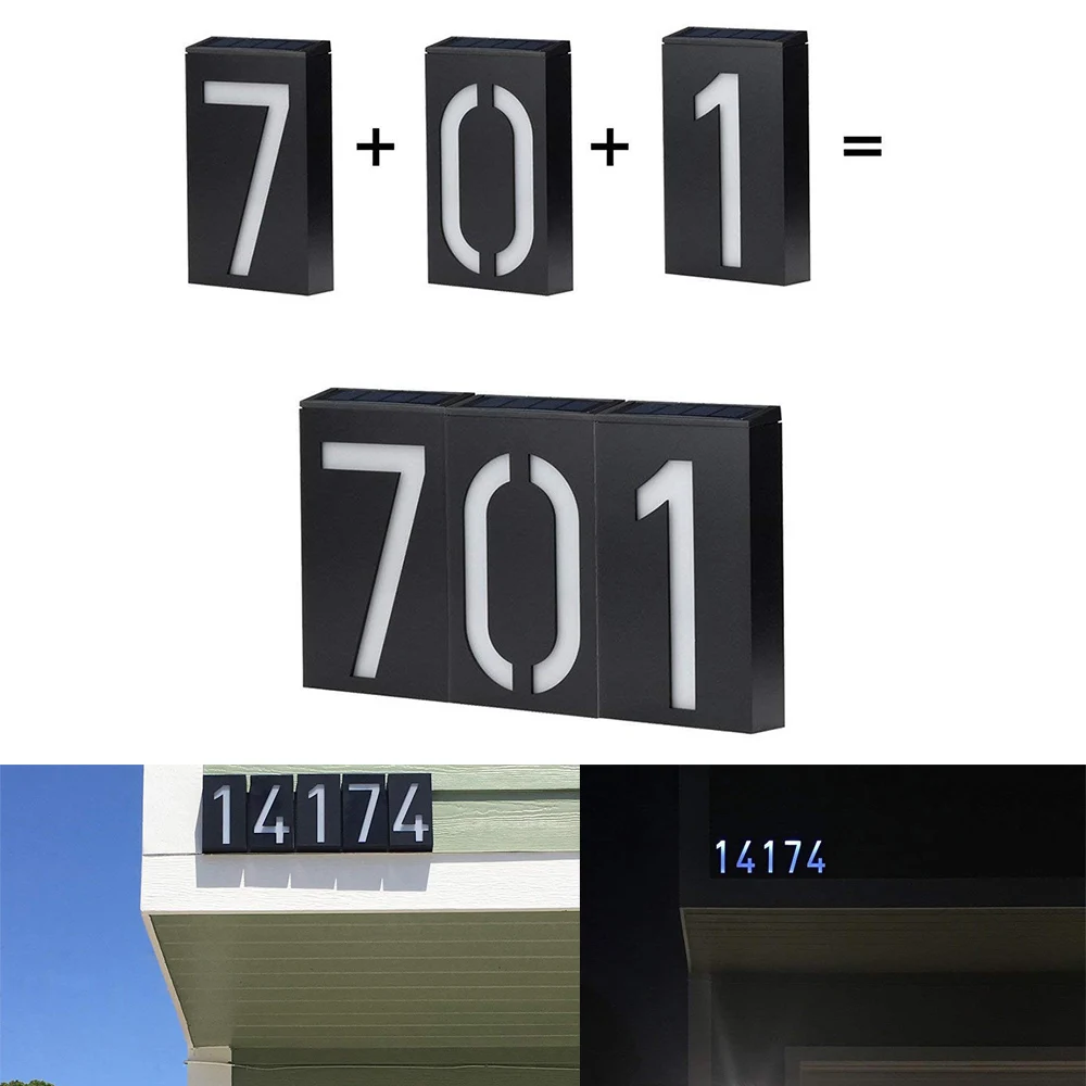 

Solar Powered Light 6 LED Bulb Lamp Wall Mount Illumination Doorplate Lamp House Number Porch Lights With Solar Battery