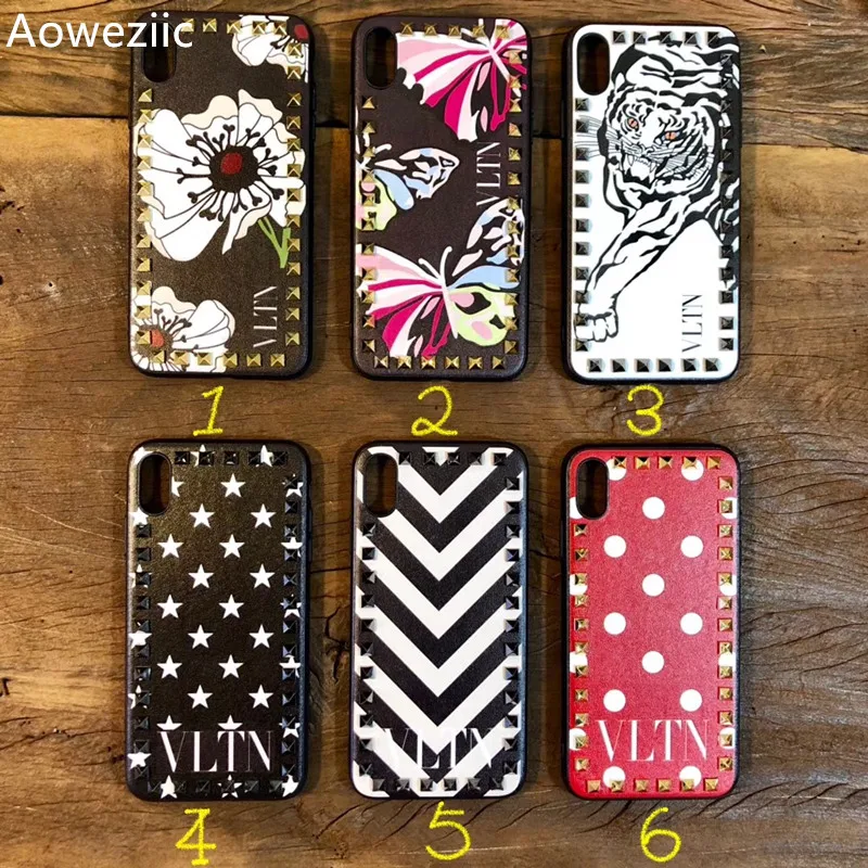 

Aoweziic Europe and the United States for iphone xs max xr phone case VLTN rivet design all-inclusive 6s 7 8plus tide shell