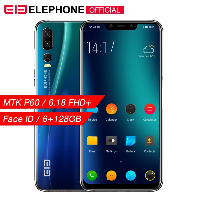 

ELEPHONE A5 6GB 128GB Mobile Phone MTK6771 Octa Core 6.18'' FHD+ Screen 20MP Front Face Unlock 4000mah 4G Android 8.1 Smartphone