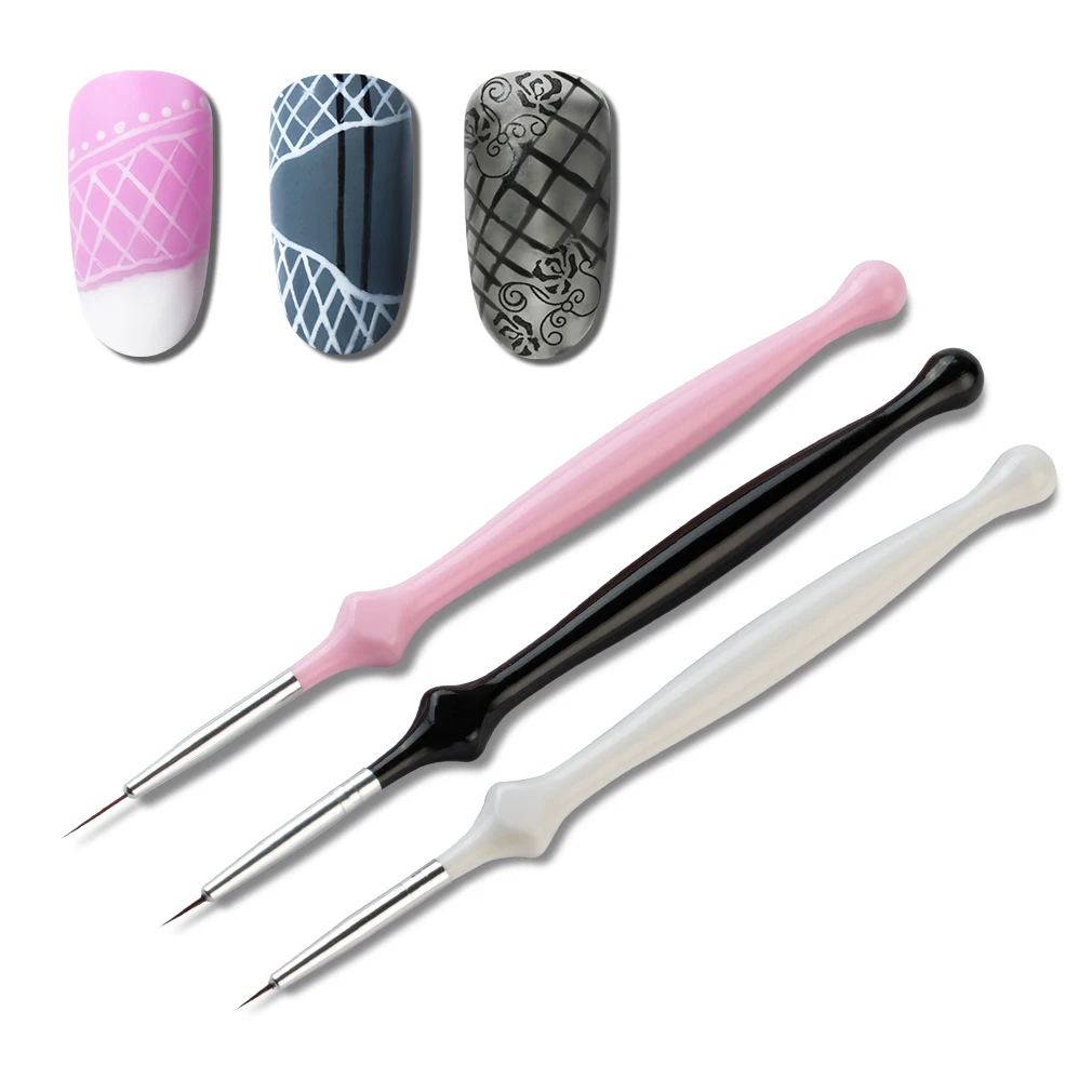 

Ukiyo 3pieces/lot Nail Liner Brush Set 7mm 9mm 11mm Nail Art Brushes Drawing Line UV Gel Polish Acrylic Pen Manicure Nail Tools