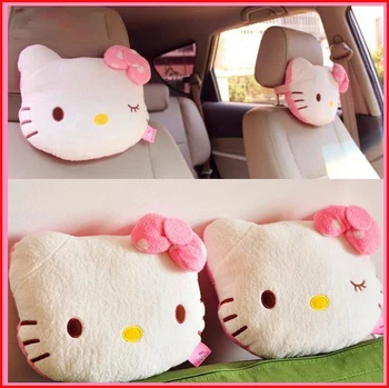 

2Pcs Pink Hello Kitty Car Pillow Baby Car Headrest Neck Pillow Cartoon Plush Kids Child Car Headrest Car Seat Pillow Accessories
