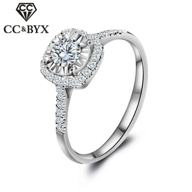 

CC Simple Rings For Women Sterling Silver Square Stone Classic Wedding Bridal Wedding Engagement Jewelry Drop Shipping CC035