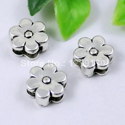 

50pcs/lot Silver Tone Slider Flower,for Bracelet Necklace Cord Beads watch Chain Beads DIY Accessory 14x12mm fit:10x2mm K01217