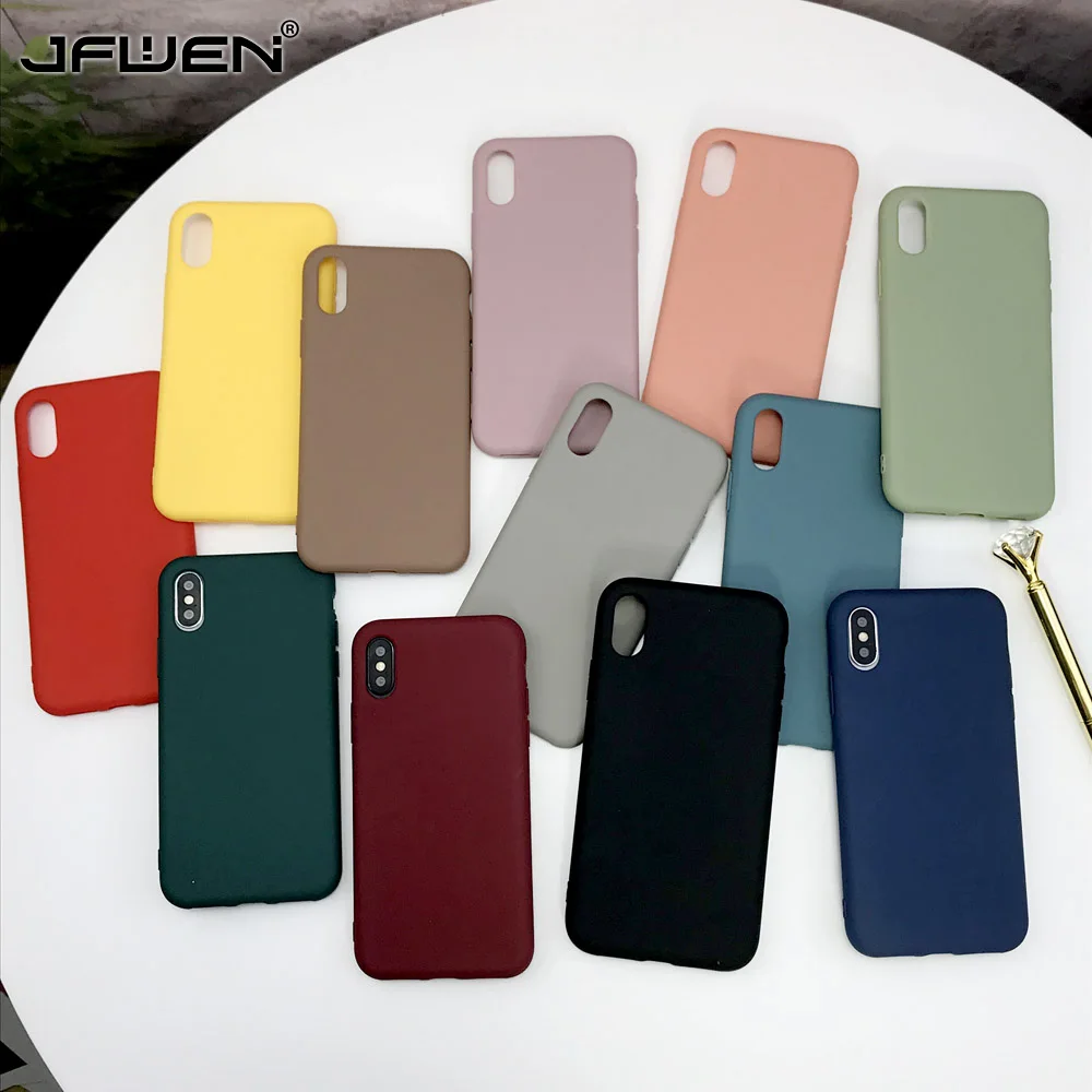 

Matte Phone Case For iPhone XR XS MAX X XS 6 6S 7 8 Plus Case Simple Solid Color Ultrathin Soft TPU Cases Candy Color Back Cover