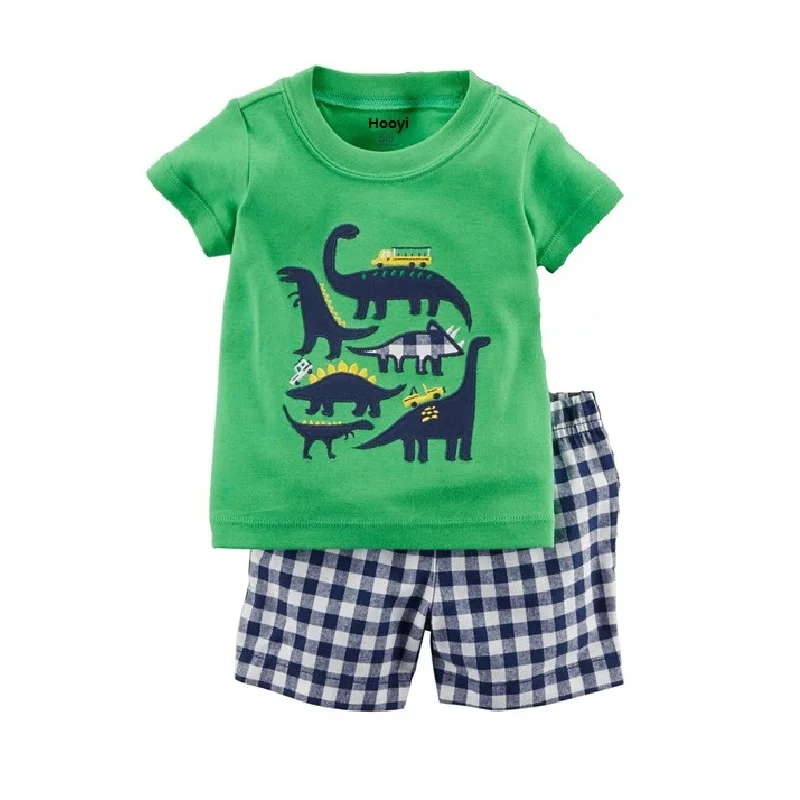 Excavator Little Boys Clothes Suit Summer Toddler Tops Pant Outfit Digger Boy Cotton Infant Clothing 6 9 12 18 24 Month Pajamas - Цвет: 7