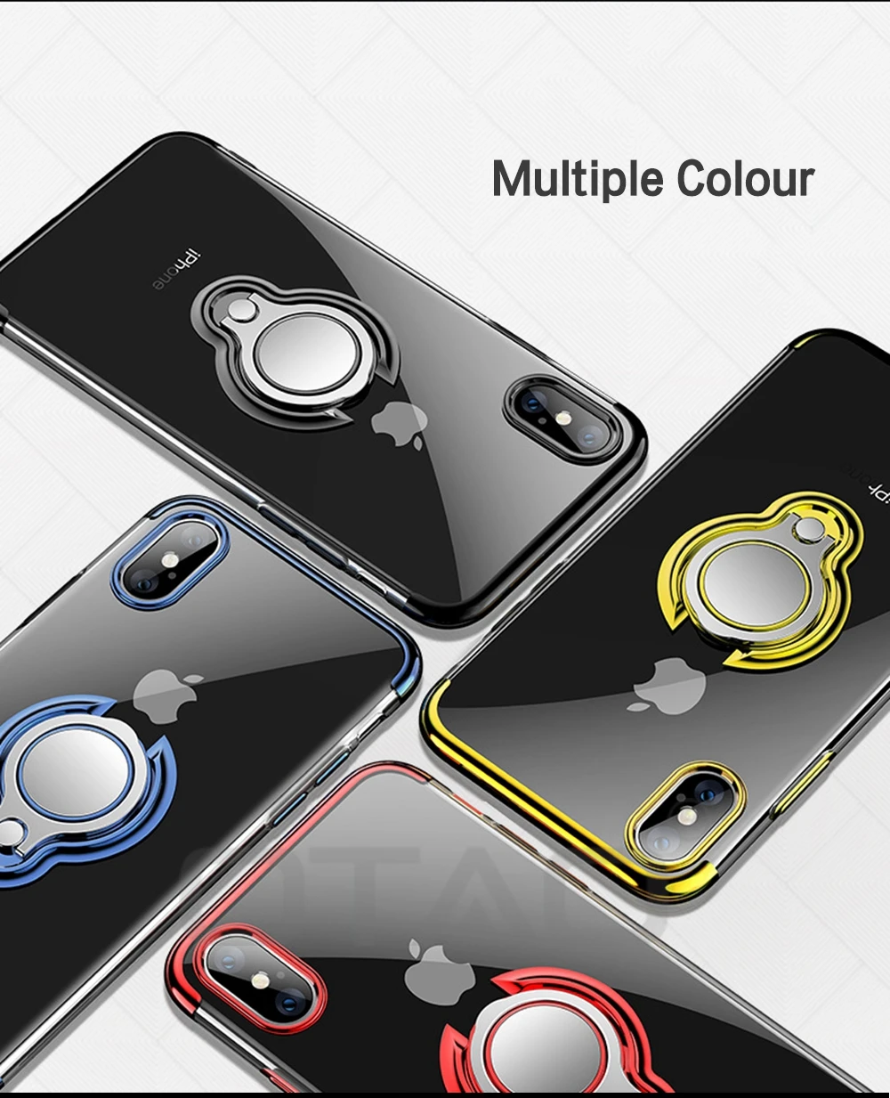 OTAO Ultra Thin Transparent Phone Case For iPhone XS MAX XR X 8 7 6 6S Plus Car Magnetic Cases Finger Ring Holder Cover Coque