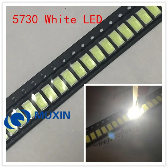 100 шт. SMD СВЕТОДИОДНЫЙ 5730 5630 чип 50 55 лм 0 5 Вт Холодный белый 10000K светодиод