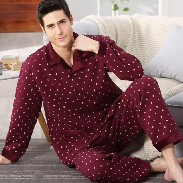 Winter Men's Pajamas Thickening Warm Flannel Mens Pyjama Sets Lounge
