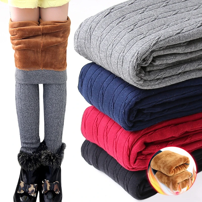 Winter Baby Girls Leggings Thicker Warmer Elastic Cotton Fleece Knit Pants Solid-M15 Winter Baby Girls Leggings Thicker Warmer Elastic Cotton Fleece Knit Pants Solid-M15