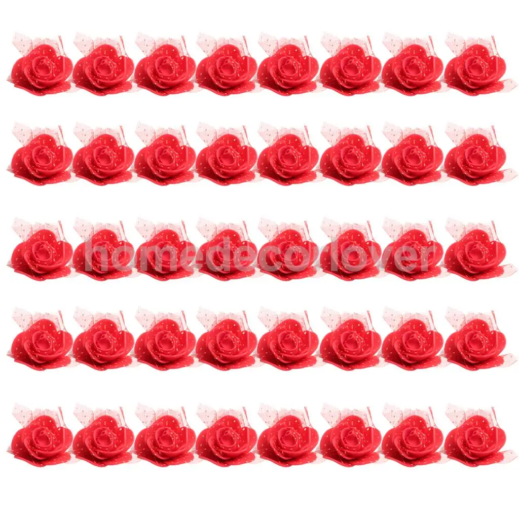 50 Pieces Many Color Mini Artificial Foam Mesh Rose Flower Heads Embellishment for Wedding Crafts 4cm