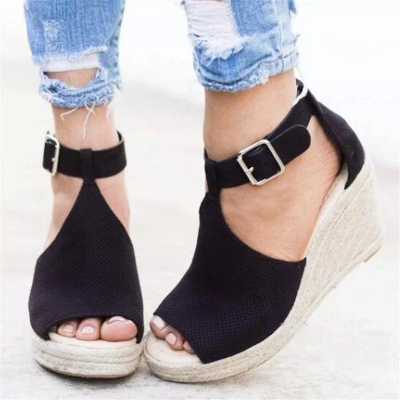 

Women Sandals 2019 Ladies Gril Casual high heels Fashion Shoes For Woman Pumps Shoes wedge Female Plus Size Summer Shoes G520