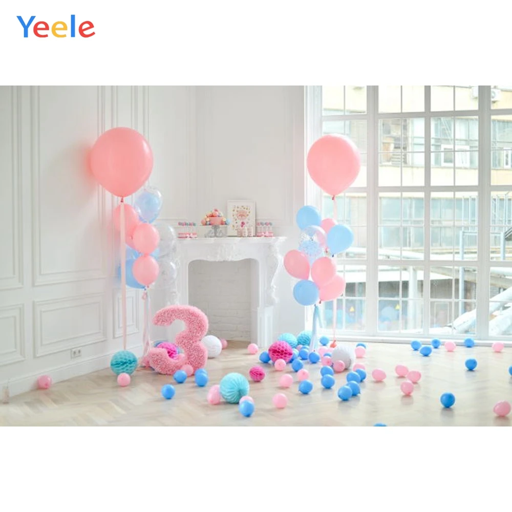 

Yeele 2 Year Birthday Backdrops Balloons Fireplace Portrait Interior Photography Backgrounds Customized For The Photo Studio