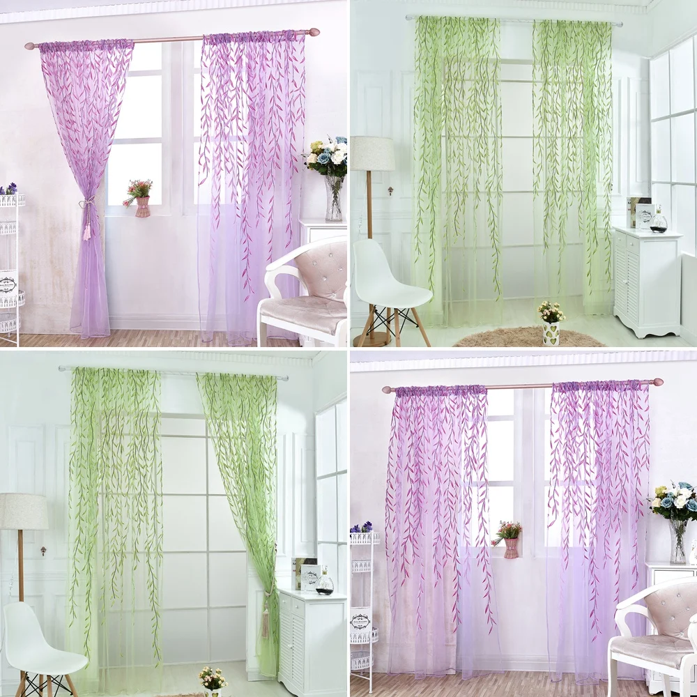

Colorful Flower Tulle Voile Door Window Wicker offset curtain screens Curtain Drape Panel Sheers Scarf Valance