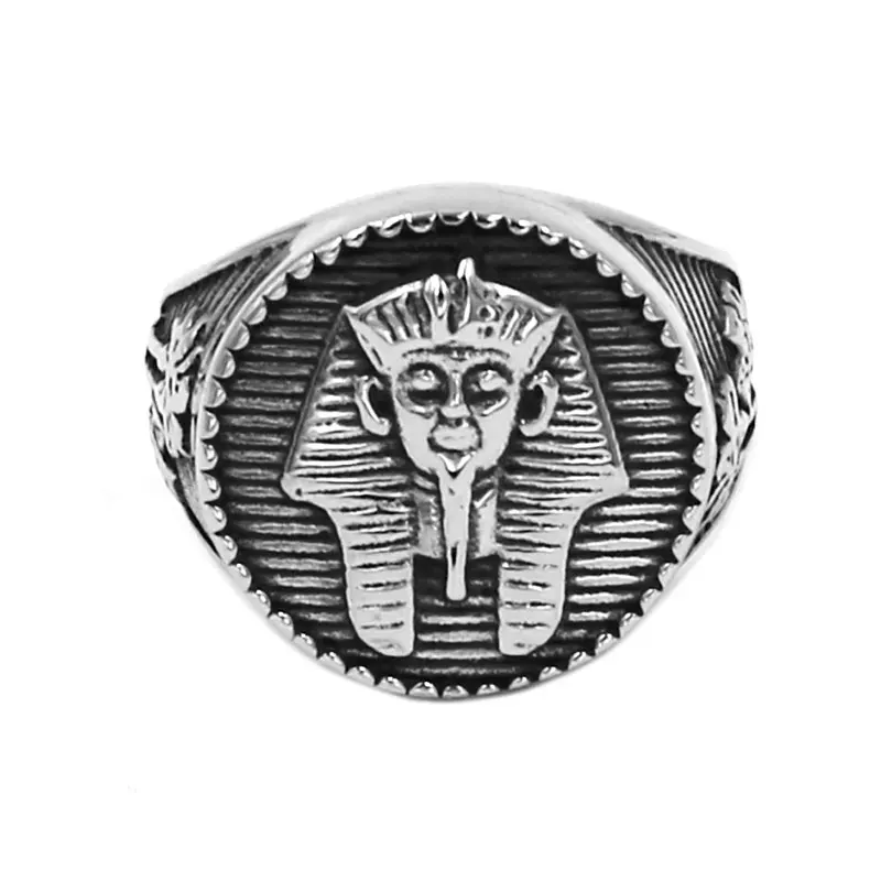 cheap Egyptian Pharaoh Amulet Ring 316L Stainless Steel Jewelry Egypt Pharaoh King Motor Biker Ring For Mens Women Wholesale SWR0770A