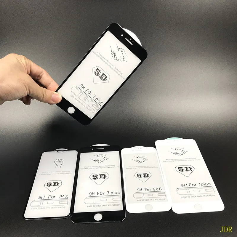 5D Премиум Закаленное стекло для iPhone 6 6S 7 8 Plus i6 i7 i8 X i10 полный корпус изогнутый