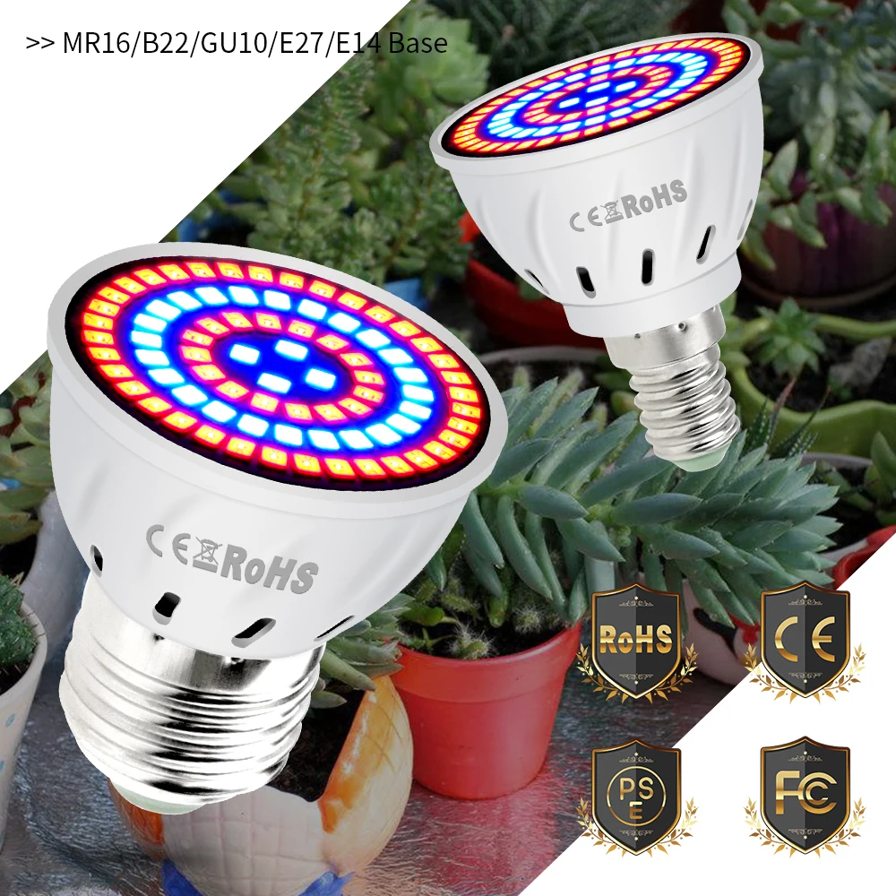 

WENNI Grow Light E27 LED Plant Growing Lamp E14 LED Grow Bulb GU10 Full Spectrum LED Hydroponic Systems MR16 Phyto Lamp 220V B22
