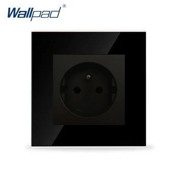 

Wallpad Luxury French Socket Black Crystal Glass Switch 2 Pin French Wall Plug Socket , Free Shipping
