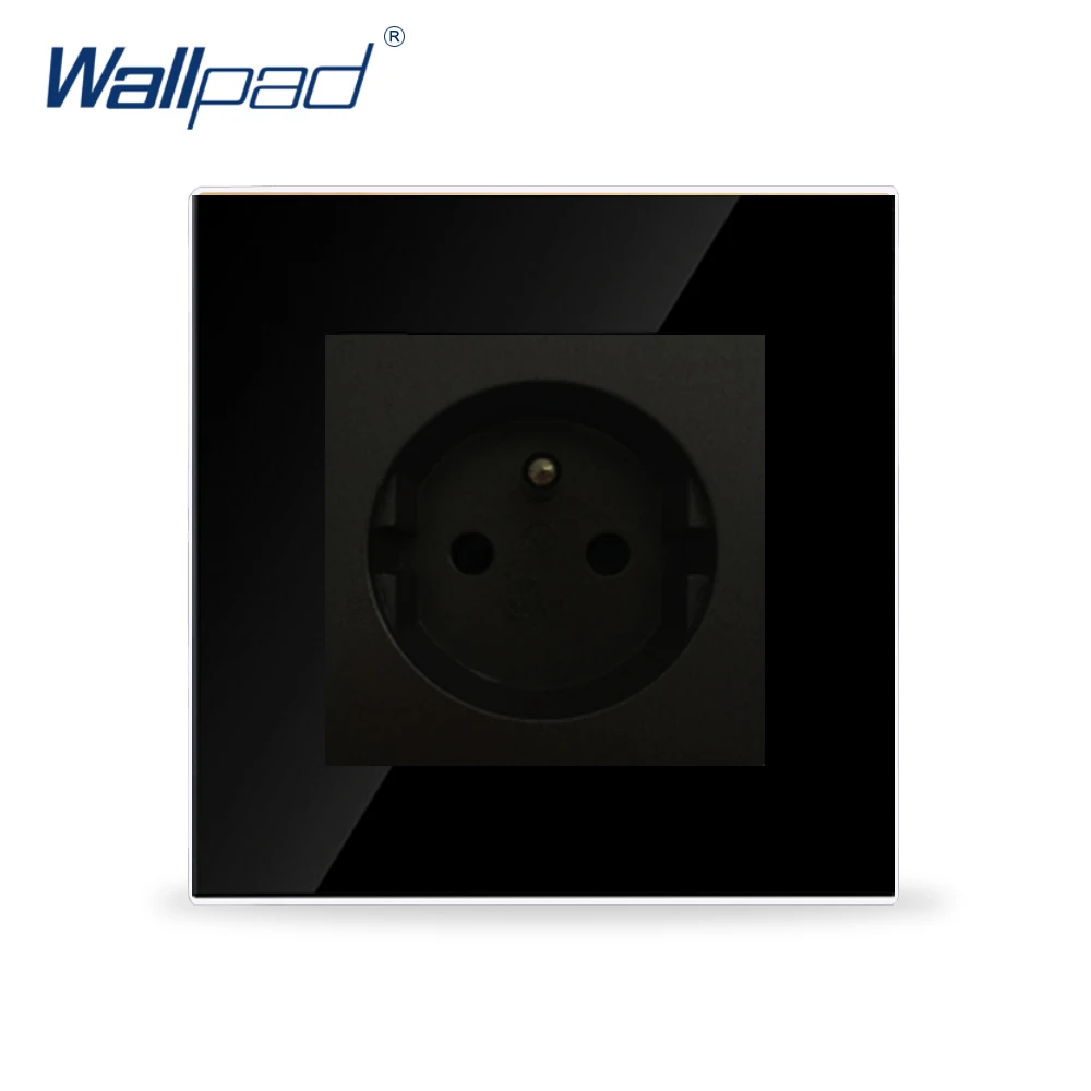 Роскошная французская розетка Wallpad черный стеклянный выключатель 2 контакта