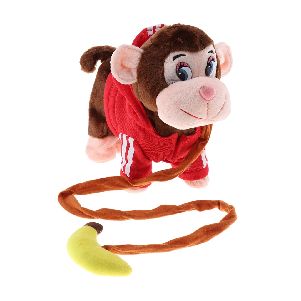 Электрический поводок домашних животных ходить по игрушке мягкие плюшевые обезьяны для детей ясельного возраста, реалистичные танцы и прогулки действия с музыкой