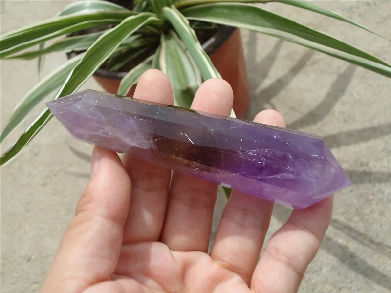 

12 SIDED NATURAL AMETHYST QUARTZ CRYSTAL DT WAND POINT RAINBOW Healing 120g