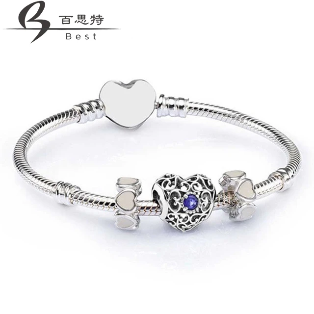 

BEST 100% 925 Sterling Silver LUMINOUS FLORAL OPENWORK CHARM BRACELET SET fit DIY charm Bracelets jewelry A Set