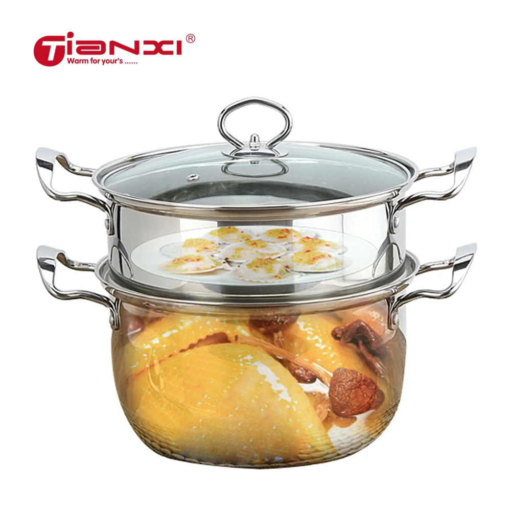 

Double boiler Soup Stock Pots Stainless Steel Two Steamer Steel Soup Pot Cooker cooking tool kitchen cookware Pot Gift