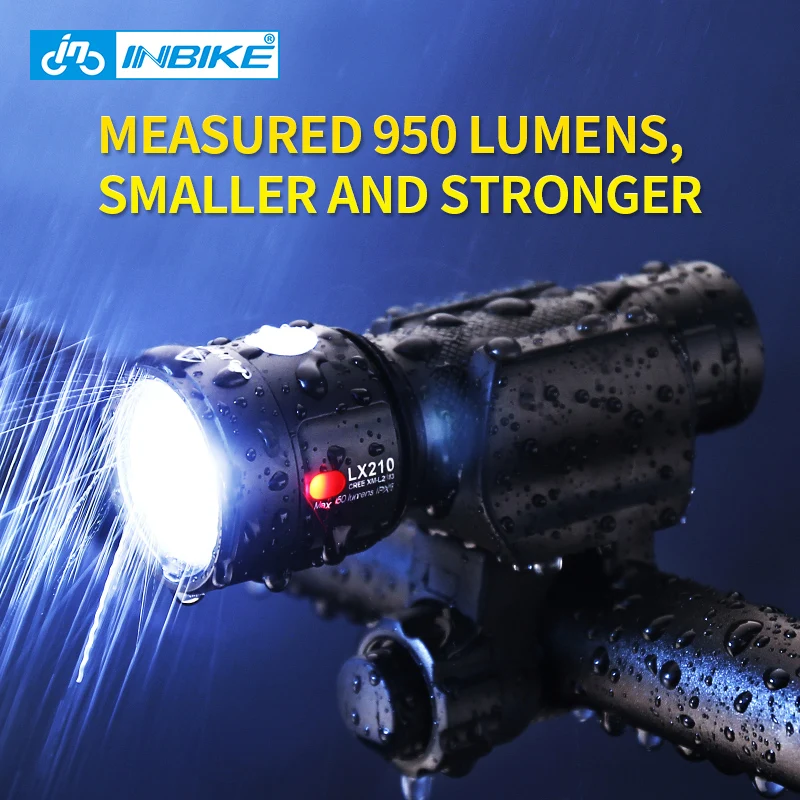 INBIKE دراجة ضوء دراجة مضيا الصمام الدراجة الجبهة ضوء الدراجات 1000 شمعة للماء USB قابلة للشحن المصباح ركوب الدراجات مصباح