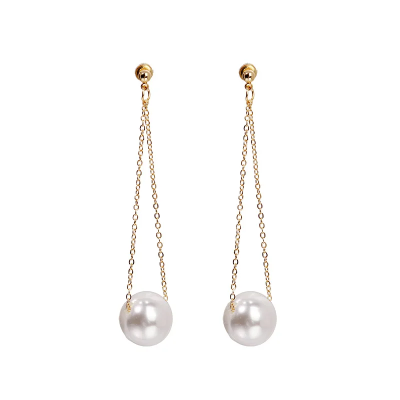 

S925 silver ear pin metal chain pearl earrings for Korean Minimalist Women Gift Earrings Jewelry Wholesale