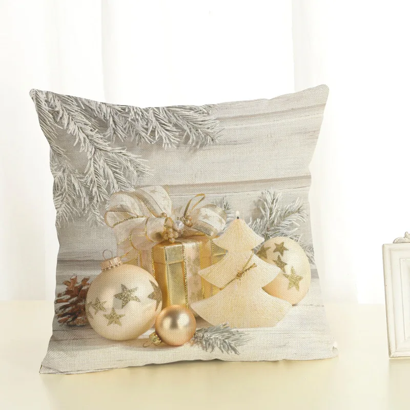 Рождественская наволочка для подушки, украшения для дома, квадратная льняная наволочка для подушки, Подарочная декоративная наволочка, Рождественский шар, узор