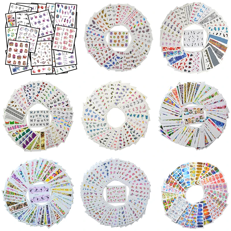 

Promotion Nail Decals Set Mixed 2019 Newest Designs Watermark Nail Art Stickers Slider for Nails Salon Decor Wholesale