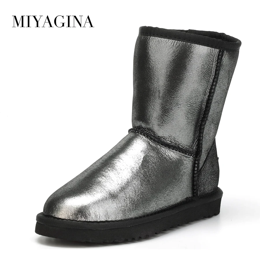 

100% Genuine Sheepskin Leather Snow Boots Warm Natural Fur women winter boots Women Warm Wool Snow boots Free Shipping