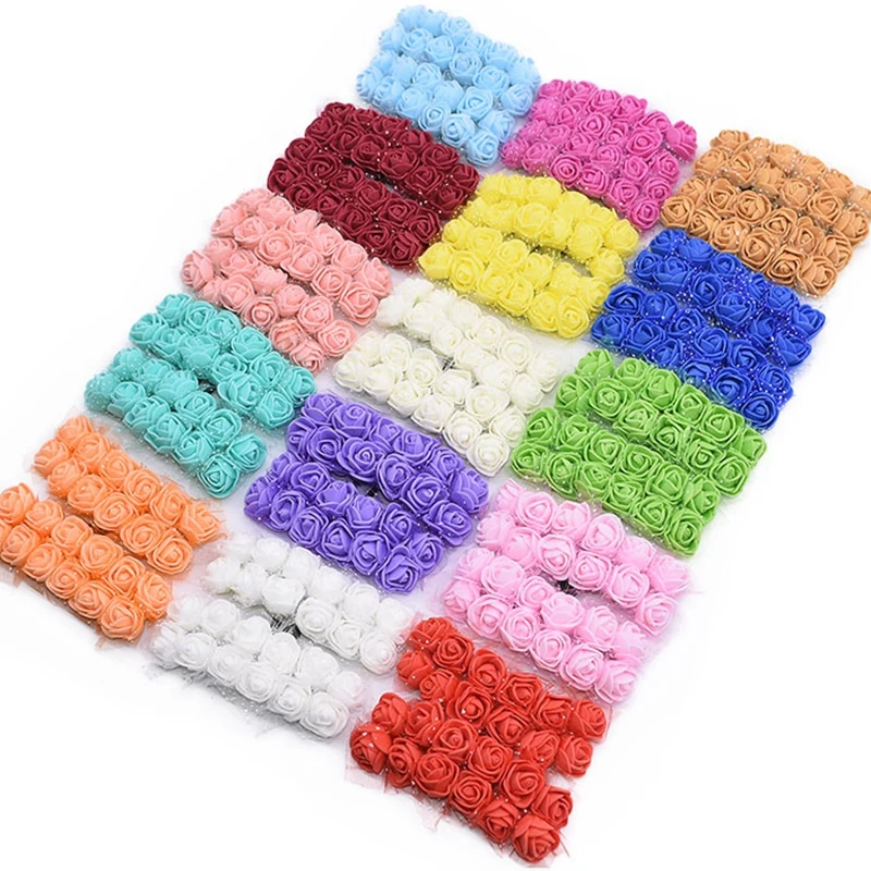 

24/36/72/144pcs Decorative Teddy Bear Rose PE Foam Artificial Silk Flower Bouquet For Home Wedding Flower Decor Fake Rose Flower