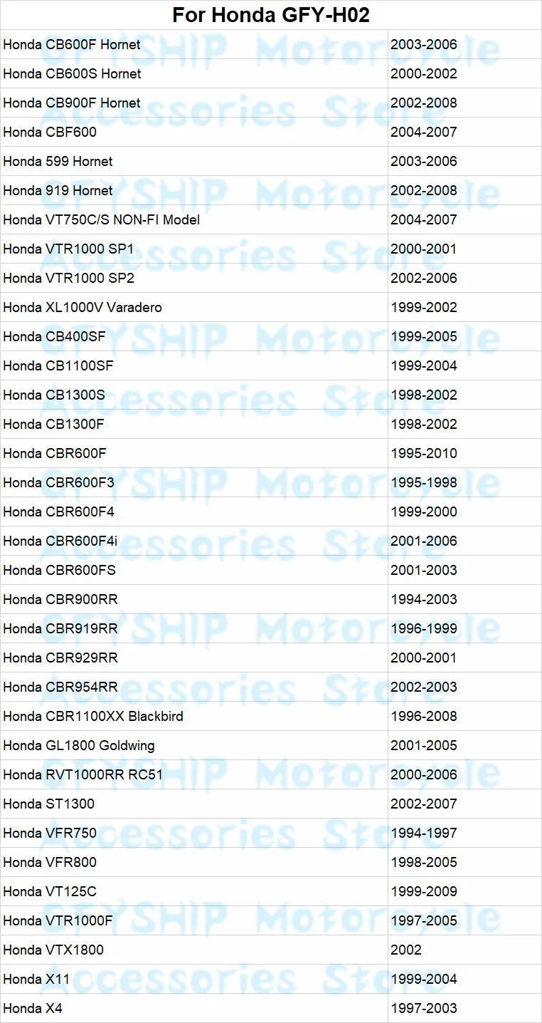 Honda H02 产品参数