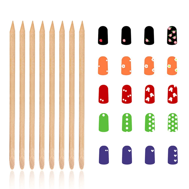 

20pcs/pack Wood Nail Art Dotting pen Double Sided Sticker Nail Art Remover Manicure Wood Stick for DIY Painting N15PW