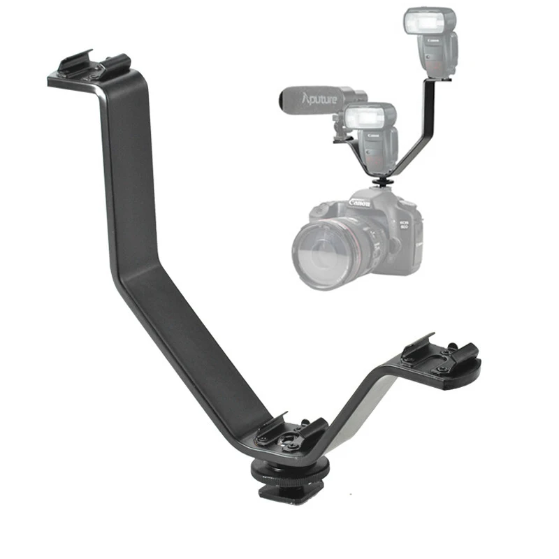 

12.5cm Triple Hot Shoe V Mount Bracket for LED Video Lights, Microphones or Monitors