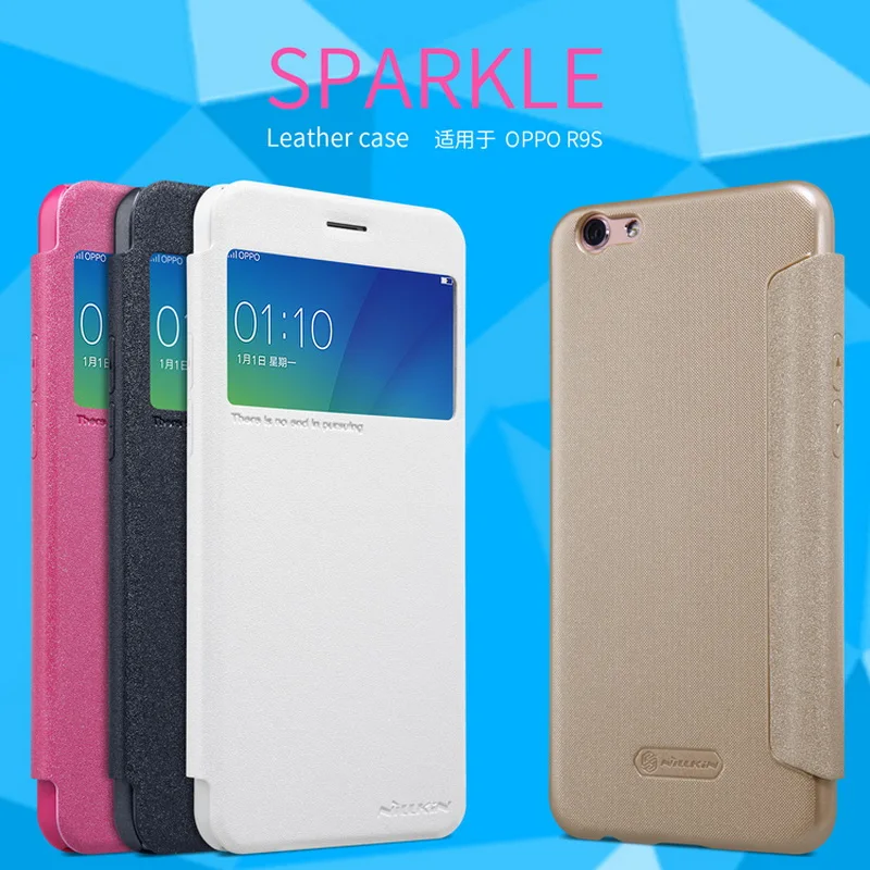 Кожаный чехол с откидной крышкой для OPPO R9S оригинальный серия NILLKIN Sparkle Модный R9 S 5